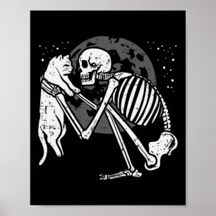Skeleton Cat Skull Kitty Cute Goth Halloween Men W Poster
