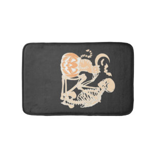 Skeleton Cat Skull kitty Cute Halloween Design Cla Bath Mat