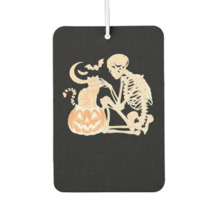 Skeleton Cat Skull kitty Cute Halloween Design Cla Car Air Freshener