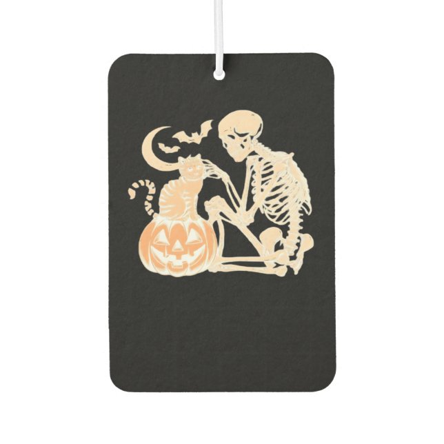 Skeleton Cat Skull kitty Cute Halloween Design Cla Car Air Freshener (Front)