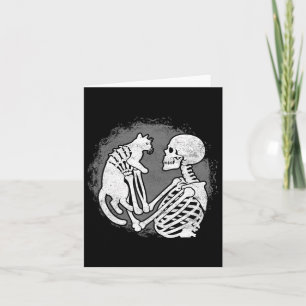 Skeleton Cat Skull Kitty Cute Halloween Men Women Card
