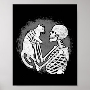 Skeleton Cat Skull Kitty Cute Halloween Men Women Poster