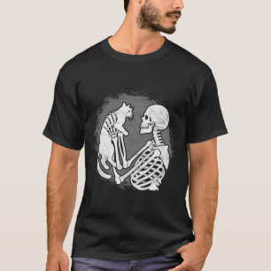 Skeleton Cat Skull Kitty Cute Halloween Men Women T-Shirt