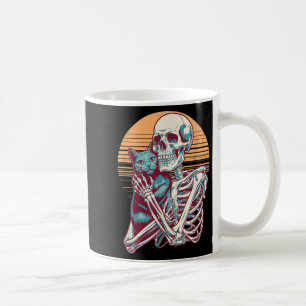 Skeleton Cat Skull Kitty Vintage Halloween Men Wom Coffee Mug