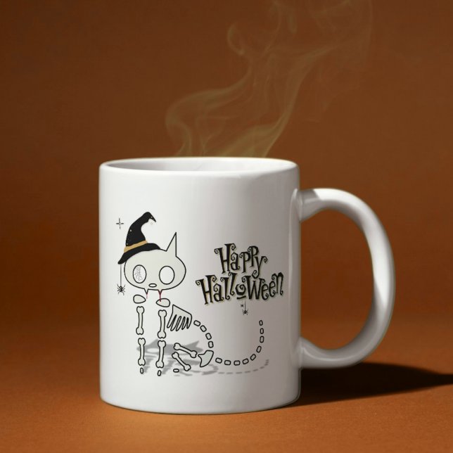 Skeleton Cat & Spooky Spiders Halloween Coffee Mug (Creator Uploaded)
