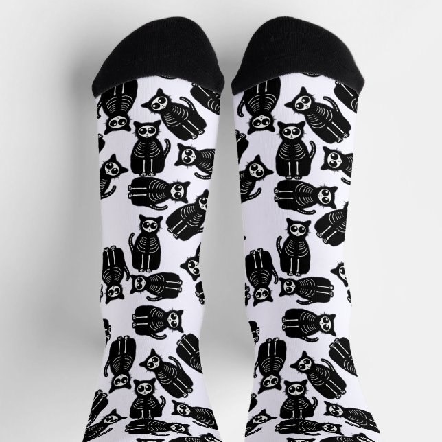Skeleton Cats Halloween  Socks (Top)