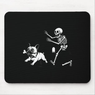 Skeleton Chasing French Bulldog Halloween Dog Mum Mouse Mat