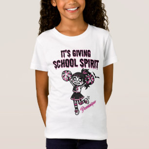 Skeleton Cheerleader It's Giving School Spirit T-Shirt