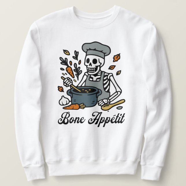 Skeleton Chef Halloween - Spooky Fall Cooking Sweatshirt (Design Front)