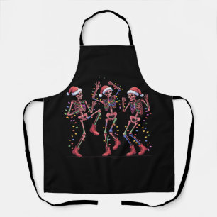 Skeleton Christmas Dancing Skeleton Lights Merry Apron