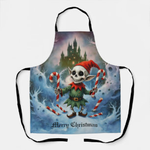 Skeleton Christmas Elf – Creepy Cute Dark Holiday  Apron