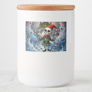 Skeleton Christmas Elf – Creepy Cute Dark Holiday  Food Label
