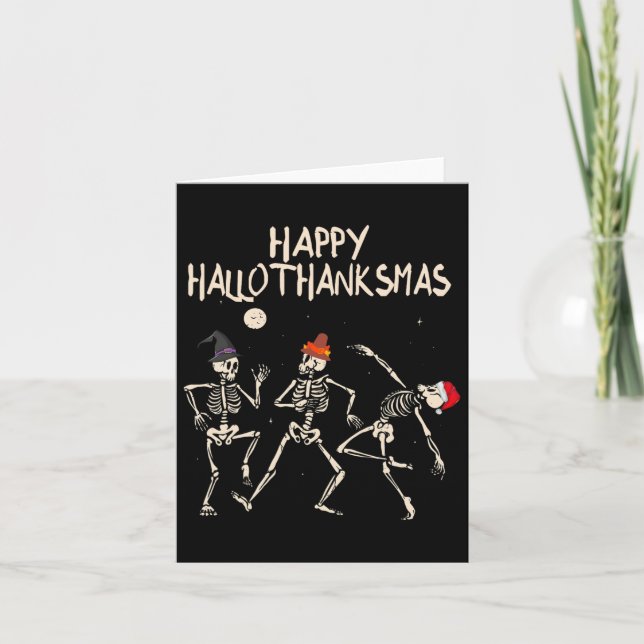 Skeleton Christmas Halloween Thanksgiving Fun  Card (Front)