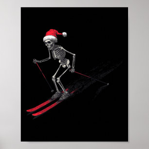 Skeleton Christmas, Skiing, Skier, Mountain, Winte Poster