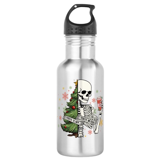 skeleton christmas tree coffee 710 ml water bottle (Front)