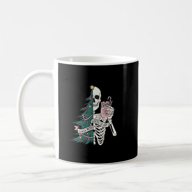 skeleton christmas tree coffee mug (Left)