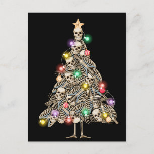Skeleton Christmas Tree Funny Ugly Xmas Skeletons  Holiday Postcard