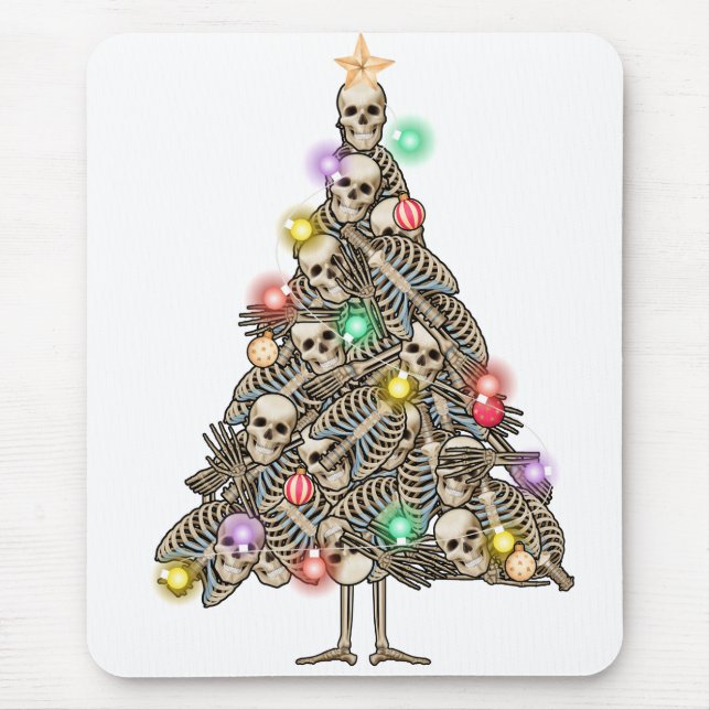 Skeleton Christmas Tree Funny Ugly Xmas Skeletons Mouse Mat (Front)