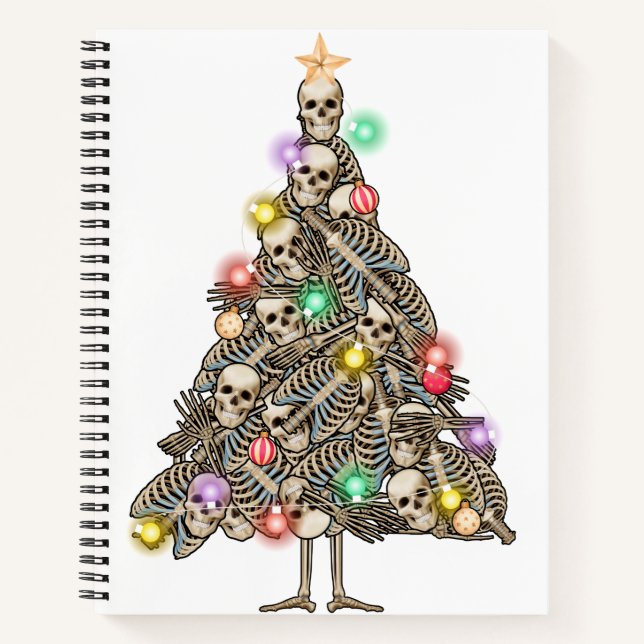 Skeleton Christmas Tree Funny Ugly Xmas Skeletons Notebook (Front)