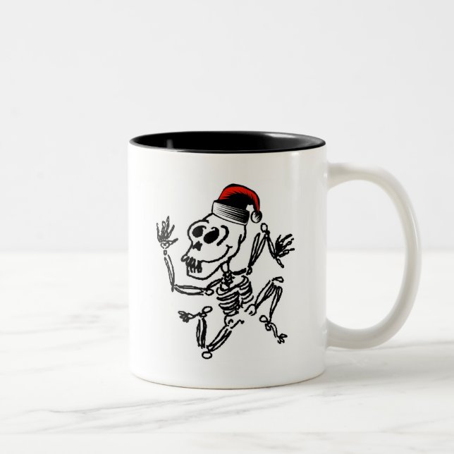 Skeleton Christmas Two-Tone Coffee Mug (Right)