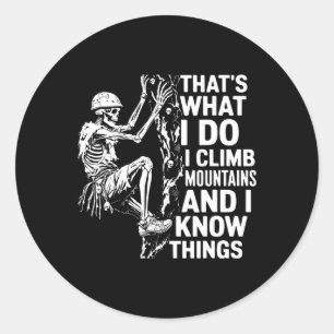 Skeleton Climbing Boulder Wall Rock Halloween Clim Classic Round Sticker