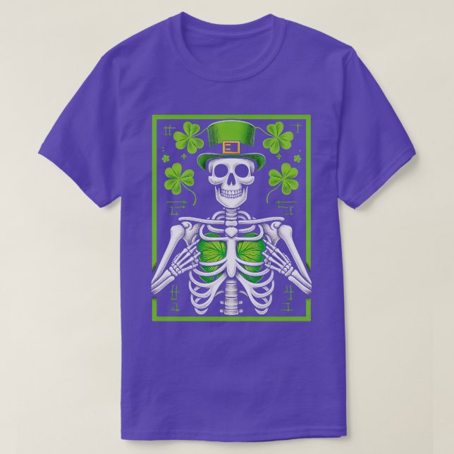 Skeleton clover heart rib cage saint patricks day T-Shirt (Design Front)