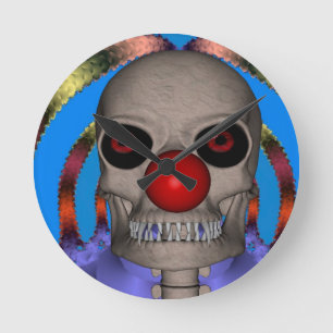 Skeleton Clown Round Clock