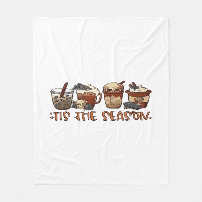 Skeleton Coffee Cups Coffee Lover Fleece Blanket (Front)