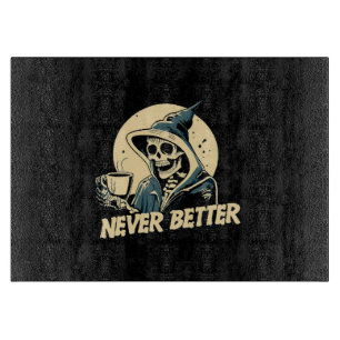 Skeleton Coffee Halloween Cutting Board