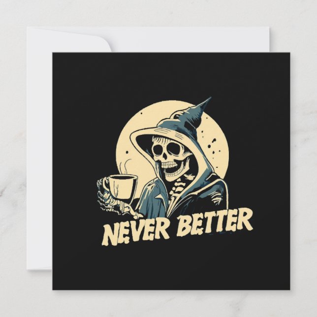 Skeleton Coffee Halloween Invitation (Front)