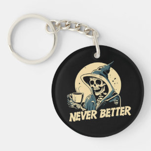 Skeleton Coffee Halloween Key Ring