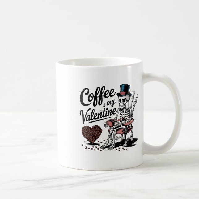 Skeleton Coffee Is My Valentine Funny Coffee Drink Coffee Mug (Right)