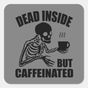 Skeleton Coffee Square Sticker