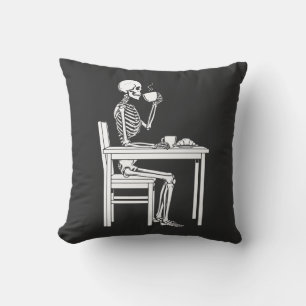 skeleton coffee time cushion