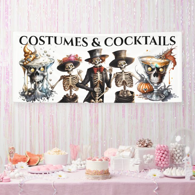 Skeleton corpse skull cocktail happy hou Halloween Banner (Party)