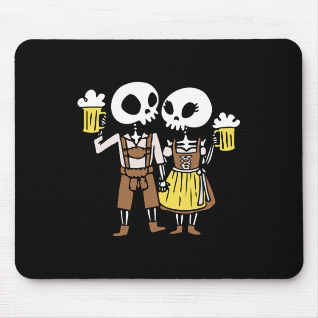 Skeleton Couple Cheering Beer Halloween  Mouse Mat (Front)
