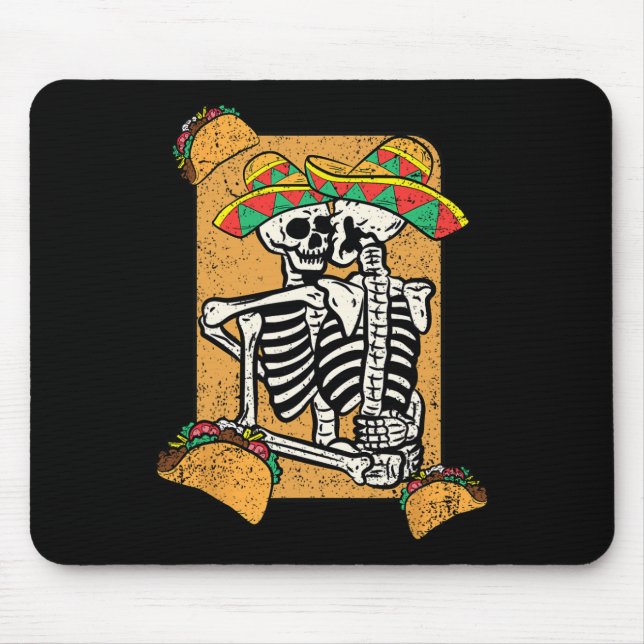 Skeleton Couple Cinco De Mayo Mexican Hat Taco  Mouse Mat (Front)
