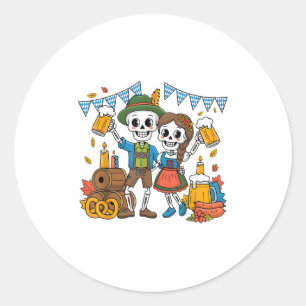 Skeleton Couple Costume - Beer Pretzel Sausage _1  Classic Round Sticker