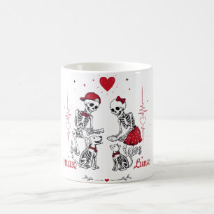 Skeleton Couple Feeding Dog & Cat Coffee Mug