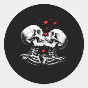 Skeleton Couple For Halloween Valentine's Day Of T Classic Round Sticker