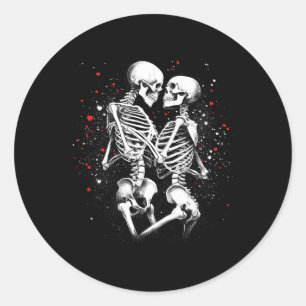Skeleton Couple For Halloween Valentine's Day Of T Classic Round Sticker
