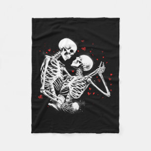 Skeleton Couple For Halloween Valentine's Day Of T Fleece Blanket