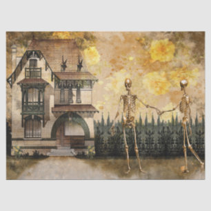 Skeleton Couple Halloween Decoupage Tissue Paper