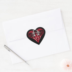 Skeleton Couple Heart Sticker