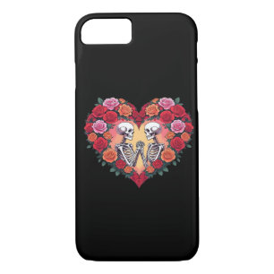 Skeleton Couple Holding Hands Inside A Heart Of Ro iPhone 8/7 Case
