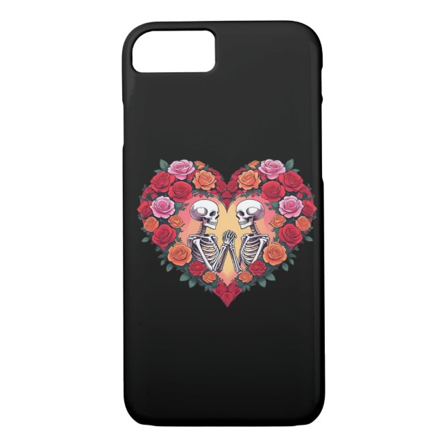 Skeleton Couple Holding Hands Inside A Heart Of Ro Case-Mate iPhone Case (Back)