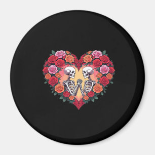 Skeleton Couple Holding Hands Inside A Heart Of Ro Magnet