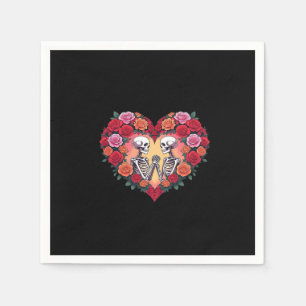 Skeleton Couple Holding Hands Inside A Heart Of Ro Napkin