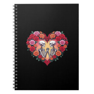 Skeleton Couple Holding Hands Inside A Heart Of Ro Notebook