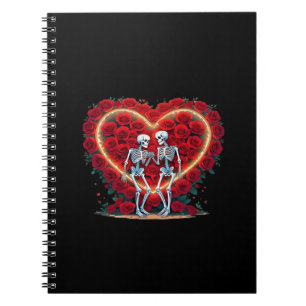Skeleton Couple Holding Hands Inside A Heart Of Ro Notebook